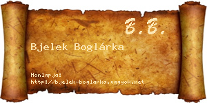 Bjelek Boglárka névjegykártya